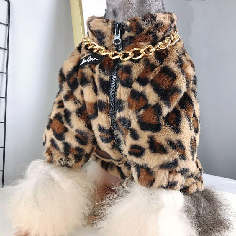 Leopard Print Thickened Coat for Small & Medium Dogs and Cats - Autumn & Winter Fashion
