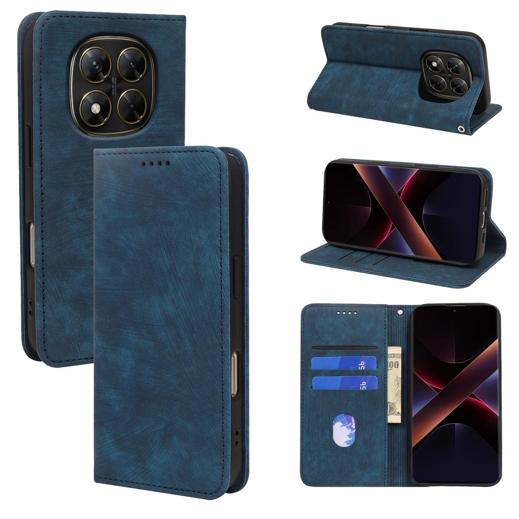 For Xiaomi Redmi Note 14 Pro 5G/Poco X7 5G Case Strong Magnetic Leather Wallet Phone Cover with Striped Texture