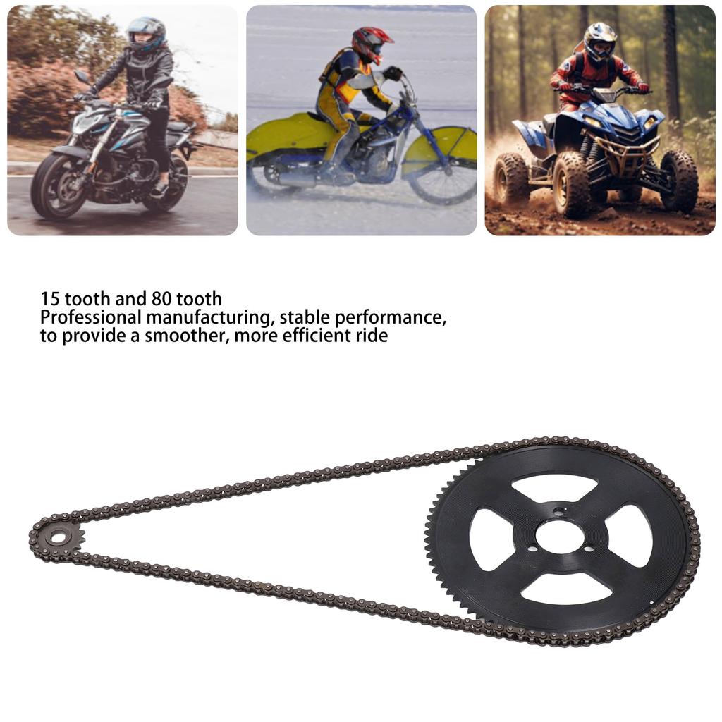 25H Chain Sprocket Set Steel 10mm 15T Front Sprocket 29mm 80T Rear Sprocket 146 Link Drive Chain for 47CC 49CC Mini Motorcycle ATV Dirt Bike