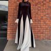 2025 Autumn Black and White Spliced Long Dress: Elegant, Sexy, and Dignified Women's Fashion for the Middle East