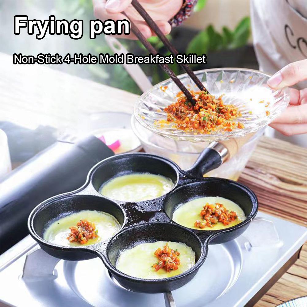Four Cup Cast Iron Egg Frying Pan Nonstick Design for Breakfast Suitable for Gas and Induction Cooktops