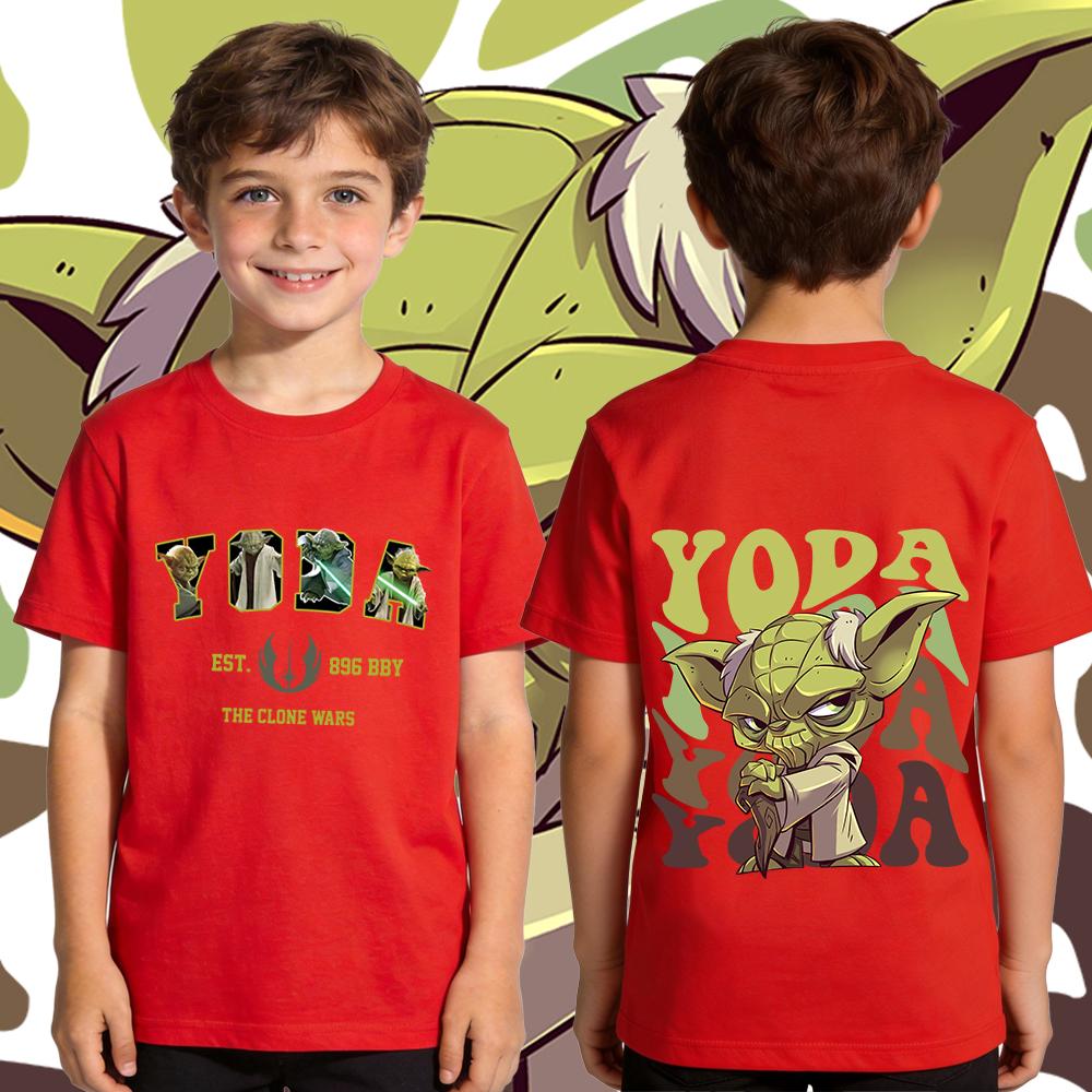 Star Wars Yoda Print Boys Cotton T Shirt Kids Casual Short Sleeve Top Baby Toddler Summer Clothes 100