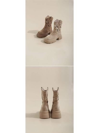 2025 Retro Thick-Soled Breathable Cowboy Mid-Calf Boots