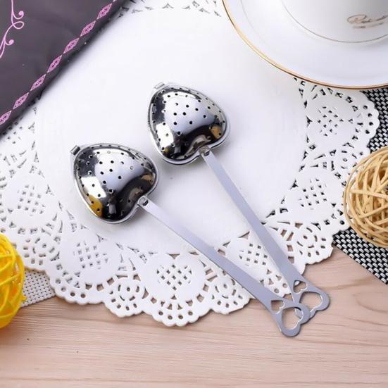 Stainless Steel Heart Shape Tea Herb Spice Infuser Spoon Strainer Filter Scoop