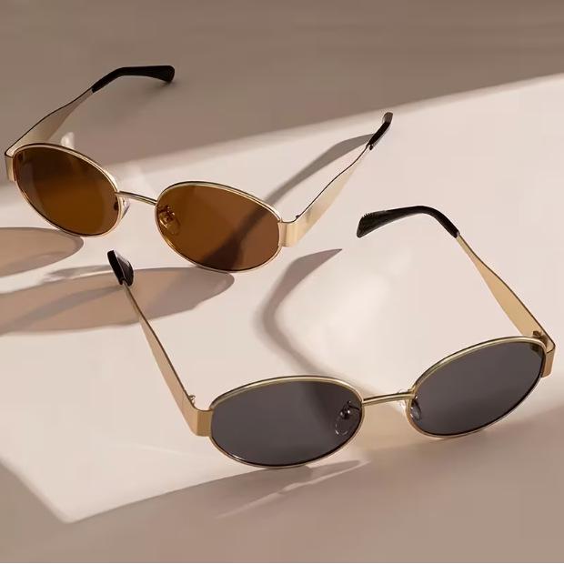 Arc de Triomphe Anti-UV Kleine Ovale Metall-Sonnenbrille – Trendige, Einfache Mode-Brille