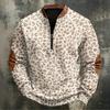 Men's Retro Long Sleeve Sweatshirt with Leopard Print