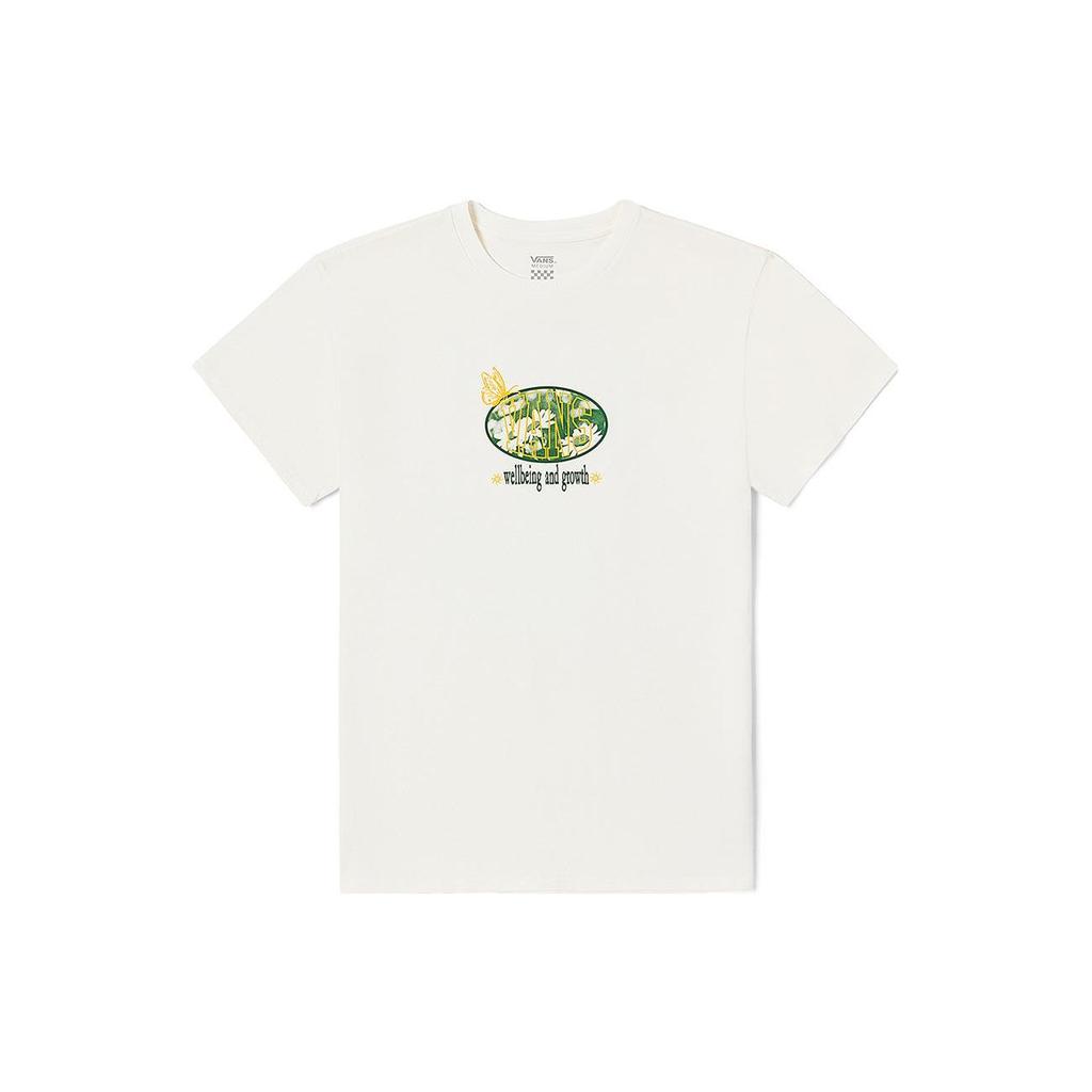 Vans Daisy Print Round Neck Short Sleeve T-Shirt Women Tops Off-White VN00090QFS8