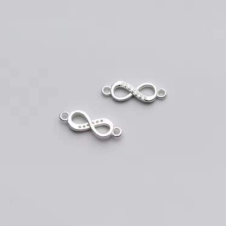 New Fashion 925 Sterling Silver Gold Plated 8-Shaped Number Zircon Charms for Jewelry Making Connector