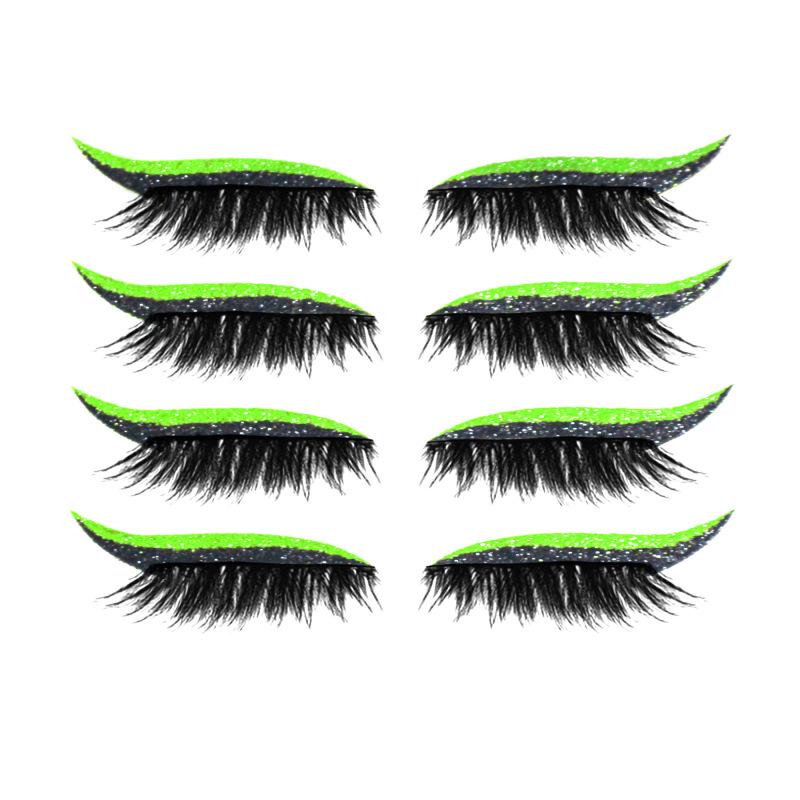 Fake Eyelash Eye Makeup Sticker Set Reusable Eyeliner And Eyelash Stickers Glitter Eyeliner Fluorescence 4 pairs