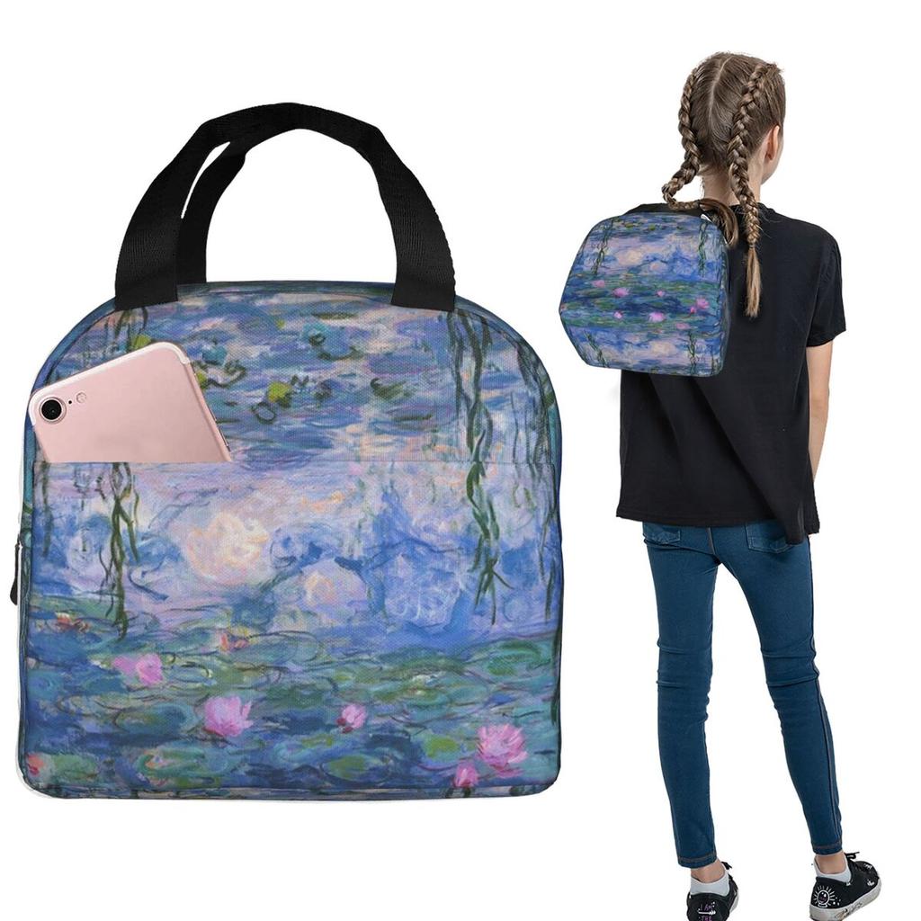 Claude Monet - Water Lilies Insulated Lunch Bag for Women Children Portable Food Boxes Thermal Lunch Box Tote