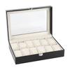 12 Weiche Kissen Uhrenbox Schmuck Auslage Aufbewahrungs Organizer Box Koffer Schwarz