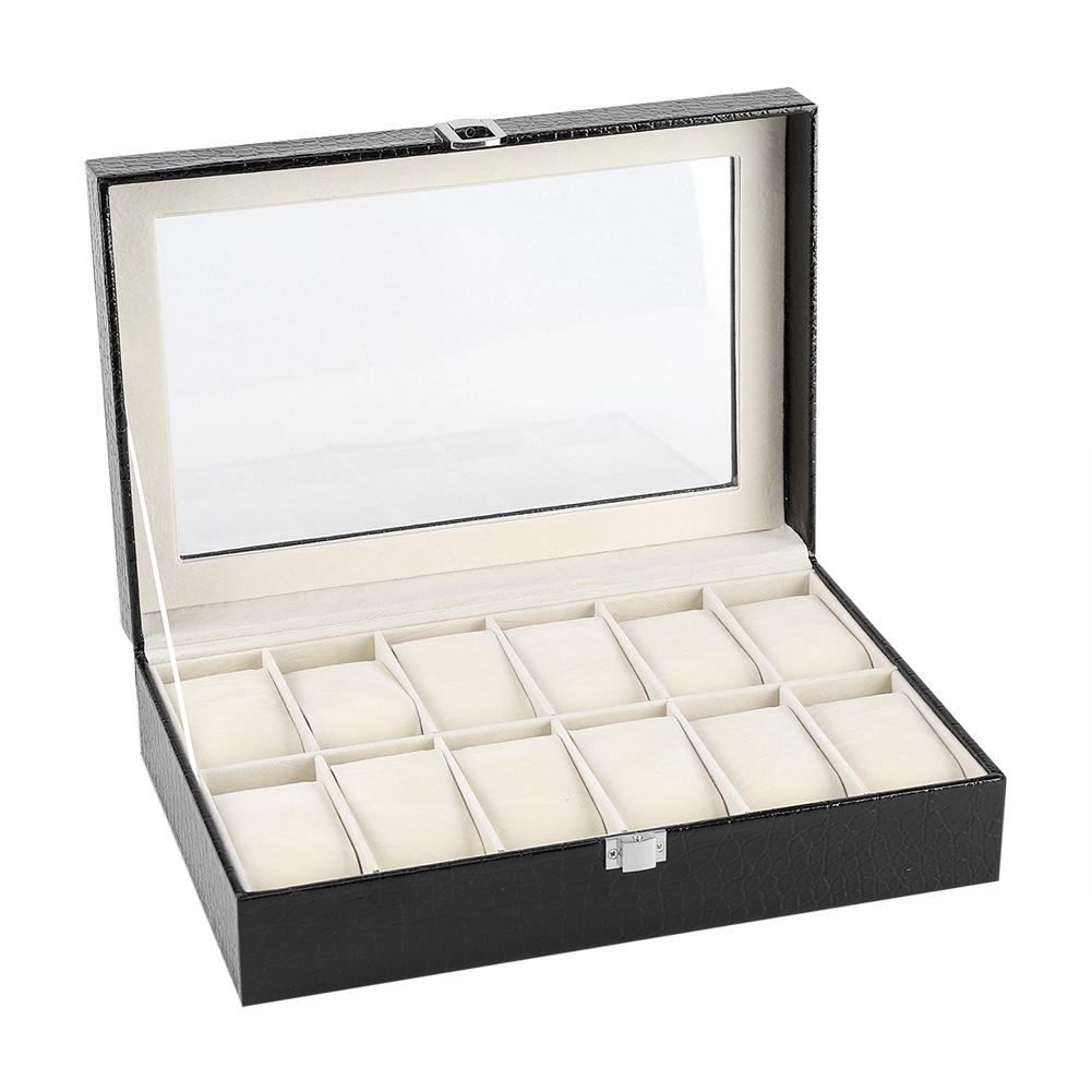 12 Weiche Kissen Uhrenbox Schmuck Auslage Aufbewahrungs Organizer Box Koffer Schwarz