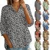 Women's Vintage Floral Print Button Down Blouse, 3/4 Sleeve Relaxed Fit Shirt