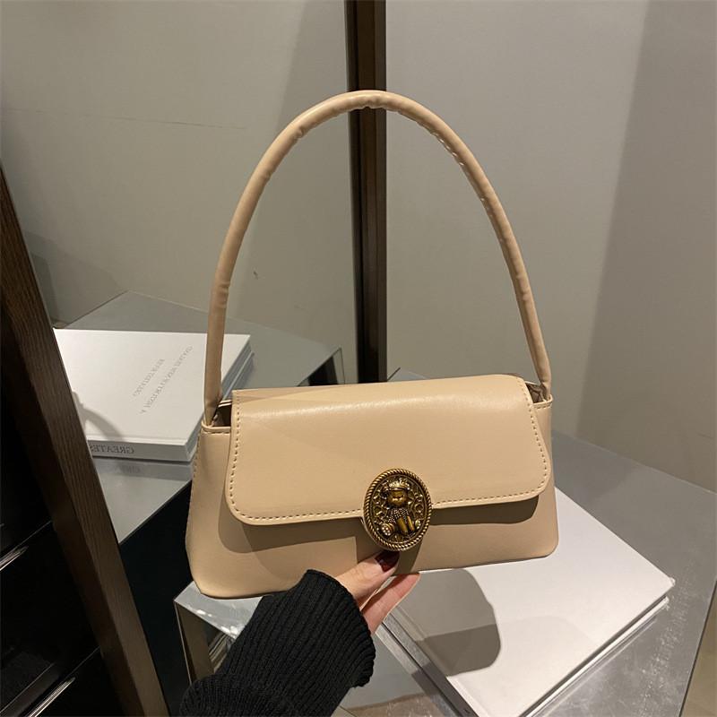 Sophisticated Minimalist Pu Handbag With Unique Stitching Detail For Trendy Women хаки