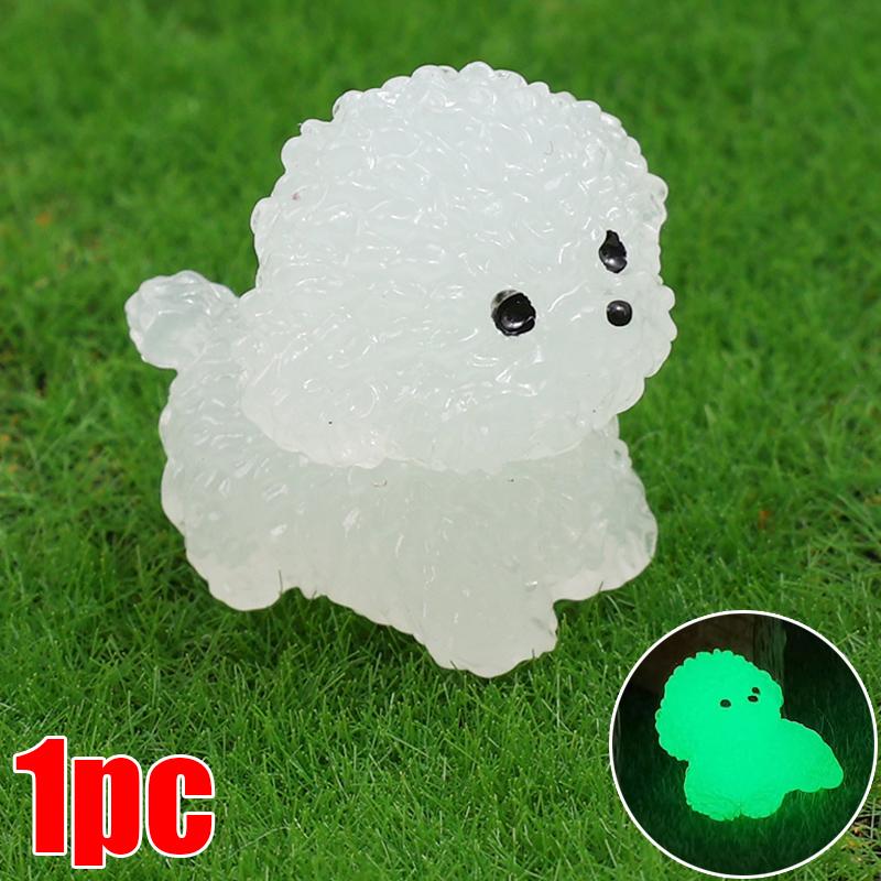 Luminous Cute Puppy Bichon Frise Small Ornaments Car Center Console Lighting Decoration Universal Cars Interior Accessories