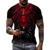 Men's 3D Black Spider Printed T-Shirt Casual Short Sleeve Crewneck Top Cool Spooky Blood Cobweb Graphic Tee Gothic Punk Style Summer Streetwear