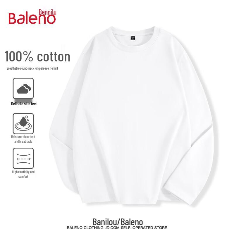 Baleno Men s Basic Pure Cotton Long Sleeve T-Shirt M