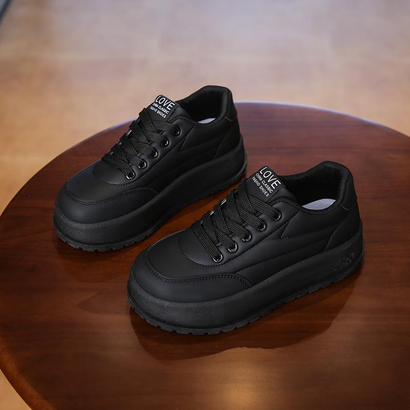 Sneakers casual con plateau spesso per donna, comode scarpe da passeggio con lacci in pelle PU, scarpe da tennis antiscivolo, scarpe da corsa traspiranti da donna