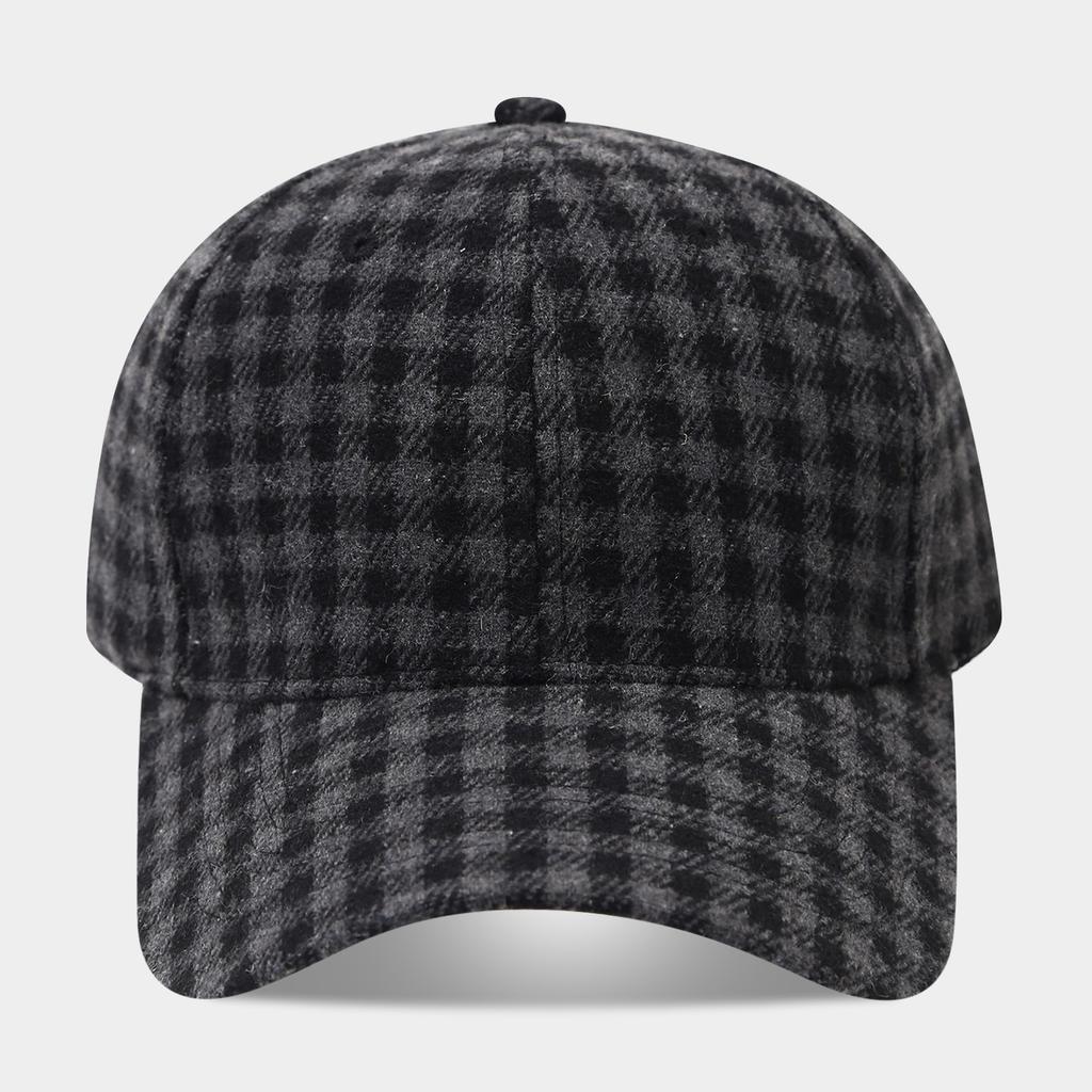 British style small plaid baseball cap autumn and winter retro small plaid woolen cap men's and women's casual sun hat