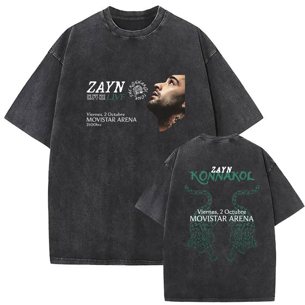 Zayn Malik The KONNAKOL Tour 2026 Vintage Washed T Shirt Men Women Summer High Quality ONeck Tshirts Fashion Oversized Tshirt