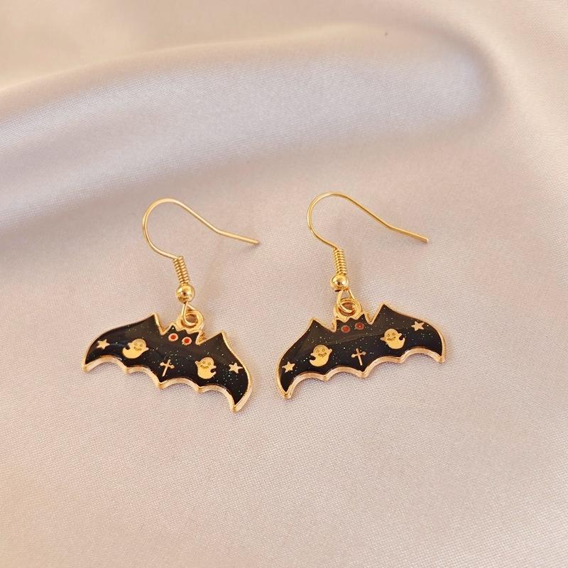 Halloween Asymmetrical Spider Web, Pumpkin, Bat, Imp Earrings, Female Creative Cartoon, Dark Animal Earrings