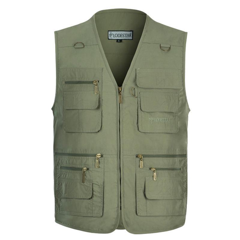 Men's Plus Size Multi-Pocket Outdoor Vest for Spring and Fall