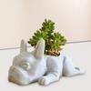Yousheng French Bulldog Planter Pot Resin Statue Figurine Succulents Herb Plants Flower Pot Container Home Balcony Garden Decoration