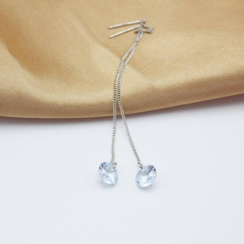 Long Copper Chain Tassel 8mm CZ Crystal Dangle Earrings for Women Hyperbole Drop Jewelry Accessories Girl Gift Brincos
