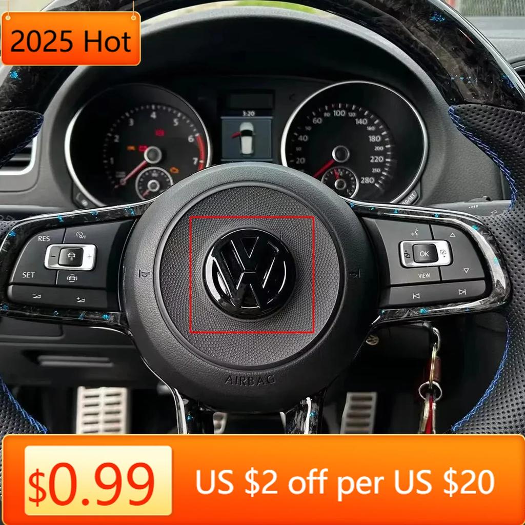 Hot Volkswagen Carbon Fiber Logo Steering Wheel Decal Sticker Golf 7 Rline Logo Accessory Black 3D Sticker Car Badge Logo