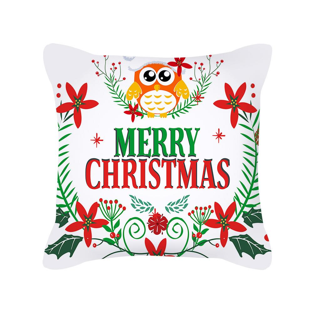 Merry Christmas Decorative Print Pattern Cushion Cover Home Living Room Sofa Decoration Square Polyester Pillow Pillow Cover