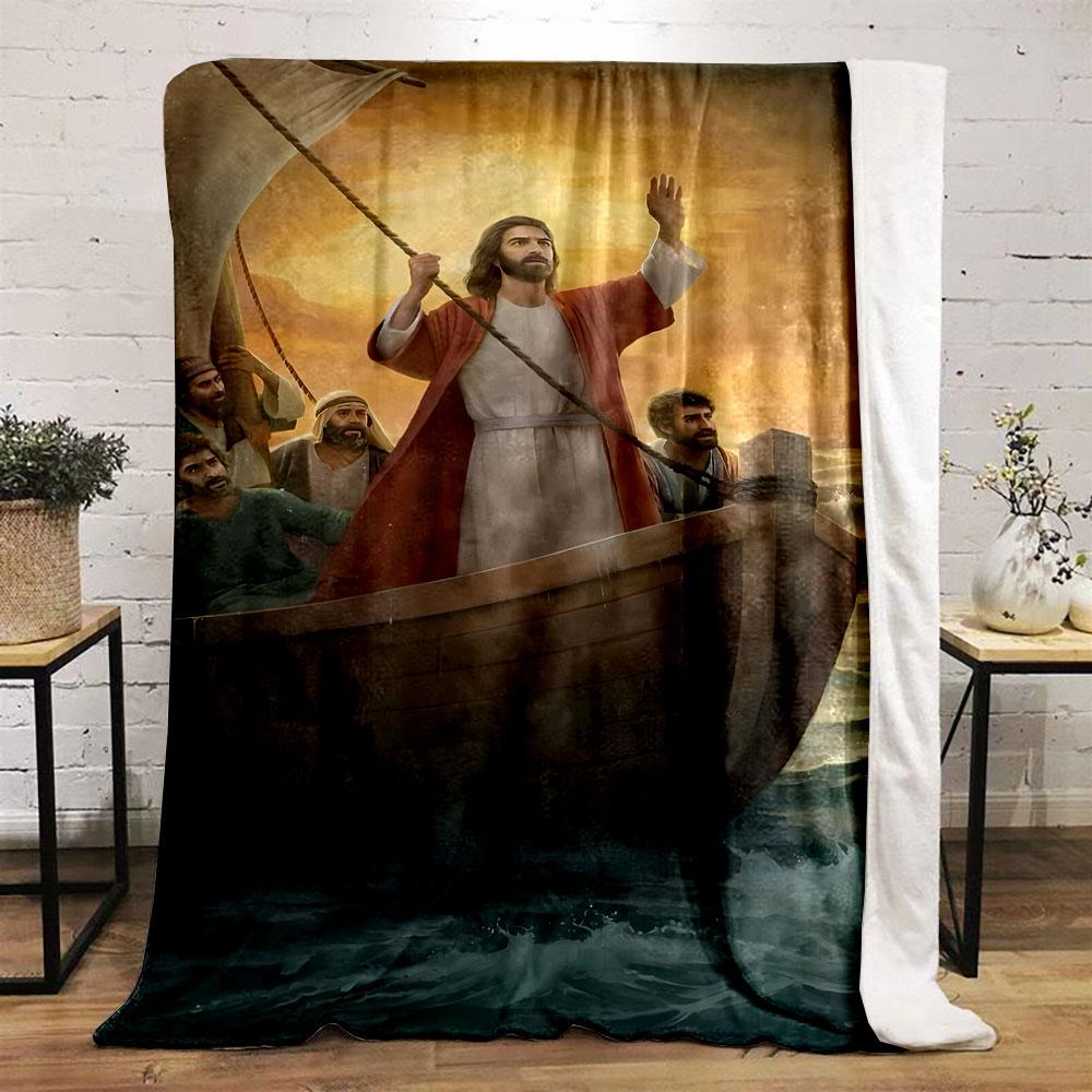 Jesus beruhigt den Sturm Decke Gedruckte Decke für Wohnzimmer Bett Sofa Mittagspause Weiche Gemütliche Decke für Freundes Festival Geschenk