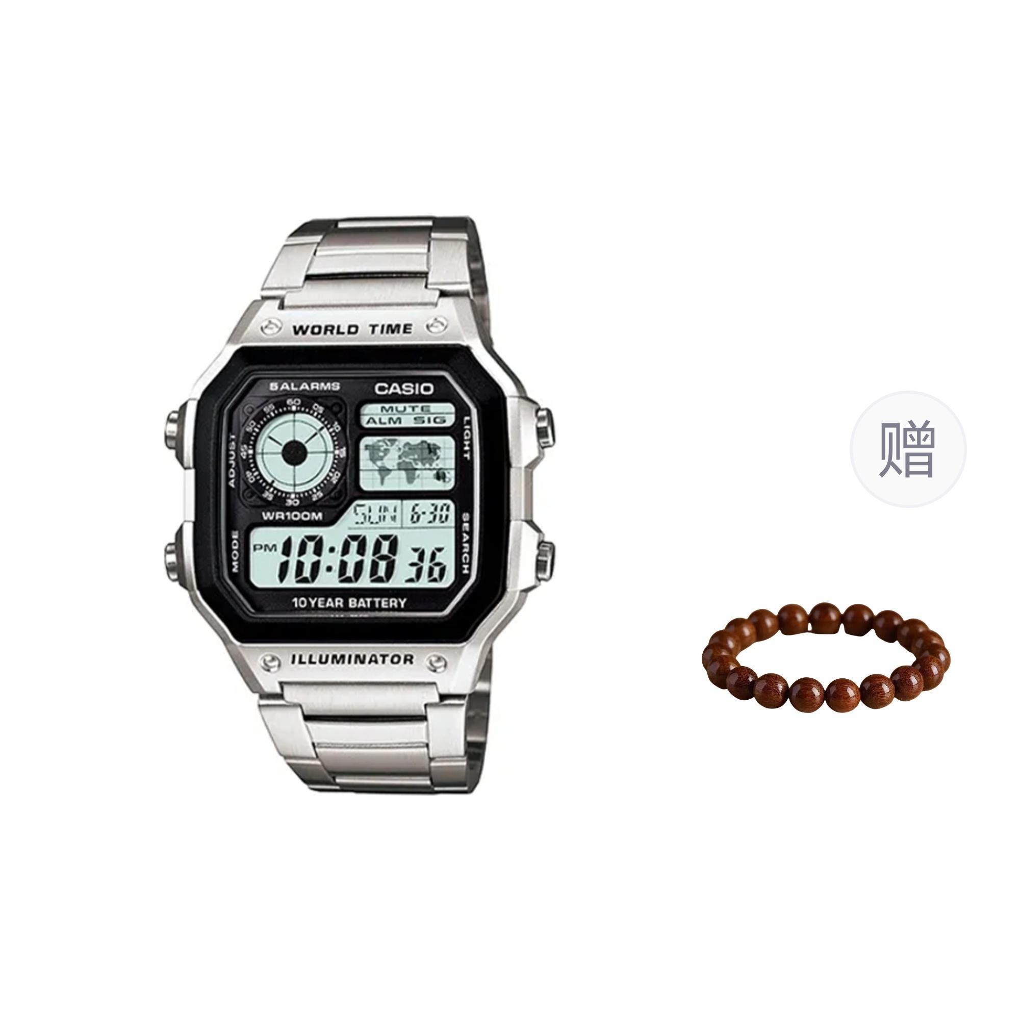 Мужские черные часы CASIO AE-1200WHD-1A- Silver