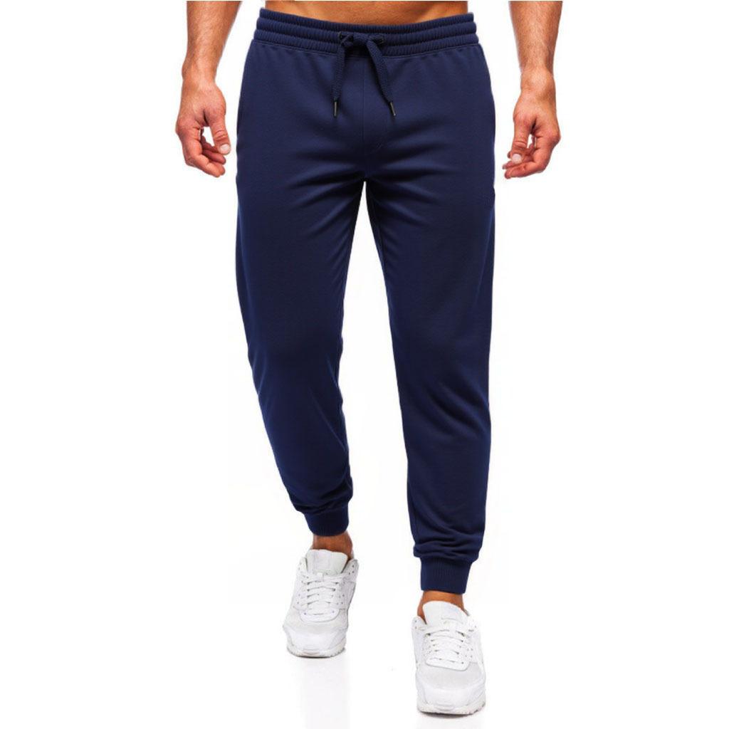 Spring and Autumn New Men's Solid Color Casual Sports Running Pants Tether Elastic Waist Tights