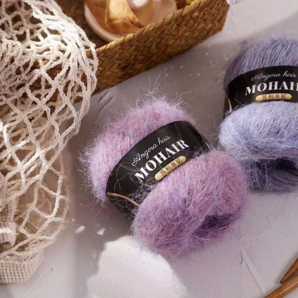 Cotton Blended Alpaca Mohair Yarn Soft Fluffy Handmade Hand-Knitted Yarn Long Haired Crochet Yarn Hand Crochet