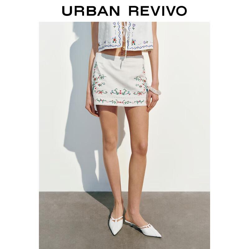 

UR 2025 Spring Lace Embroidered A-Line Mini Skirt S