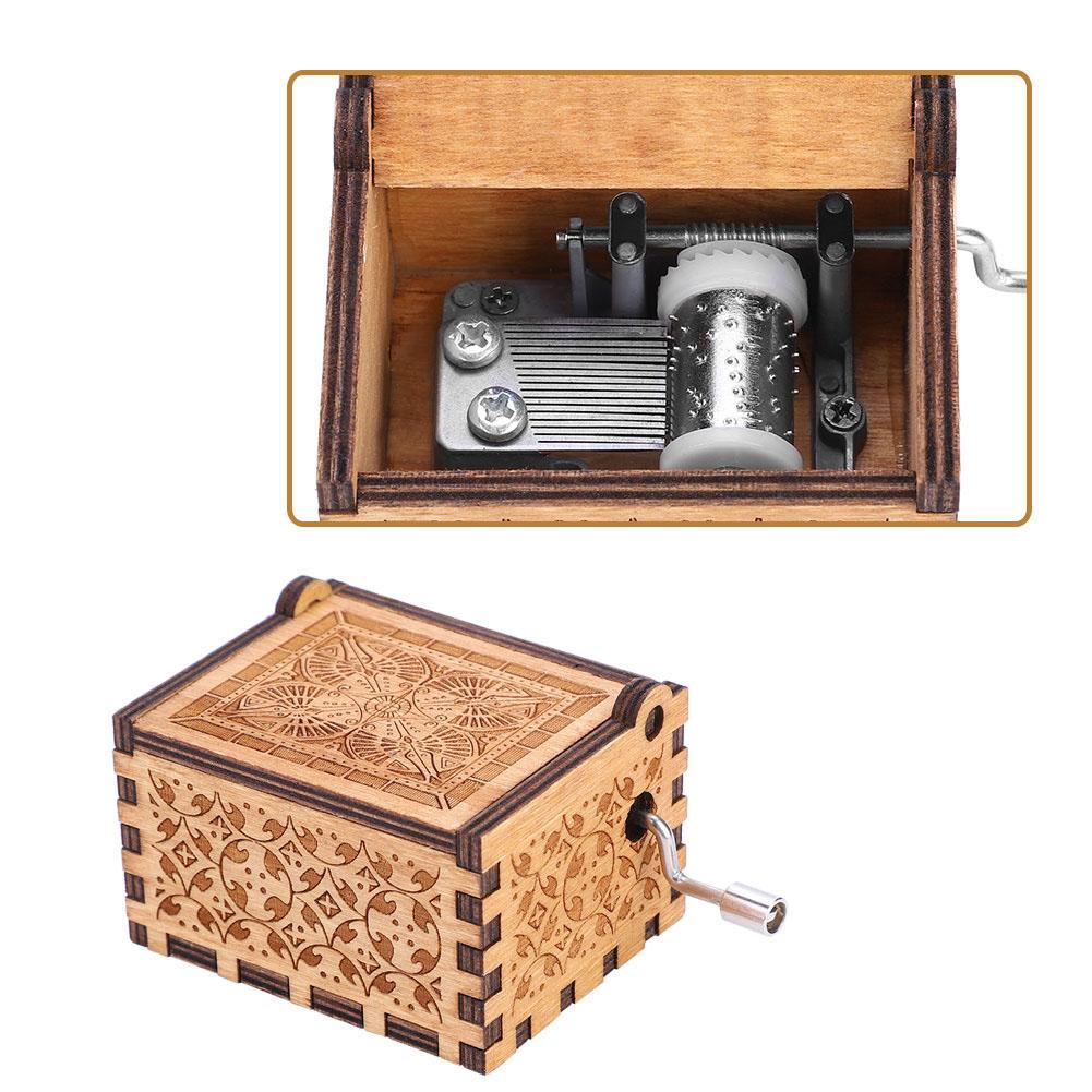 1pc Wooden Hand Crank Music Box Mechanical Classic Craft Birthday Gift