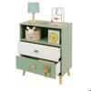 Meuble de Rangement Enfant GINGER HOME FOREST, Armoire avec 2 Tiroirs et Étagère, Design Ours, Bois MDF et Pin, 60x30x75 cm