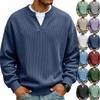 Men's Color Loose Fit V-Neck Long Sleeve Two-Piece Pullover T-Shirt Top for Casual Wear