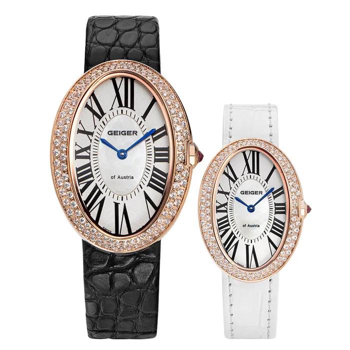 Mother-of-pearl Oval Alligator Leather Wristwatch GE1207RGBK