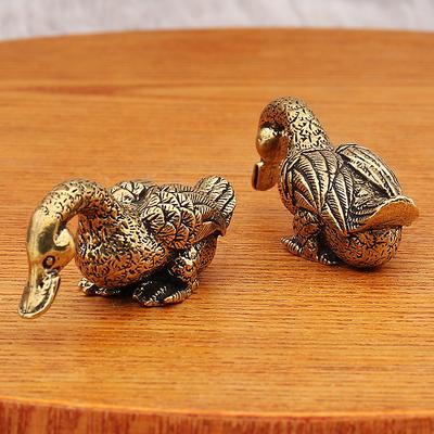 Brass Retro Delicate Duck Figurines Unique Solid Copper Animal Crafts Household Decorations for Wedding Party Anniversary Day