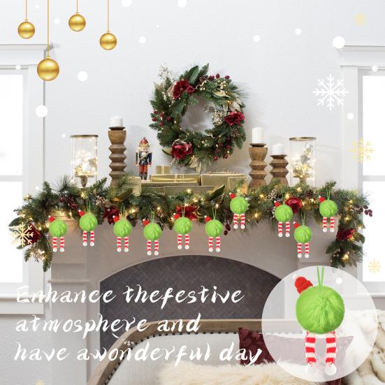 6Pcs Christmas Tree Pendant Striking Design Furry Christmas Furry Ball Decoration Hanging Ornament Seasonal Home Accents