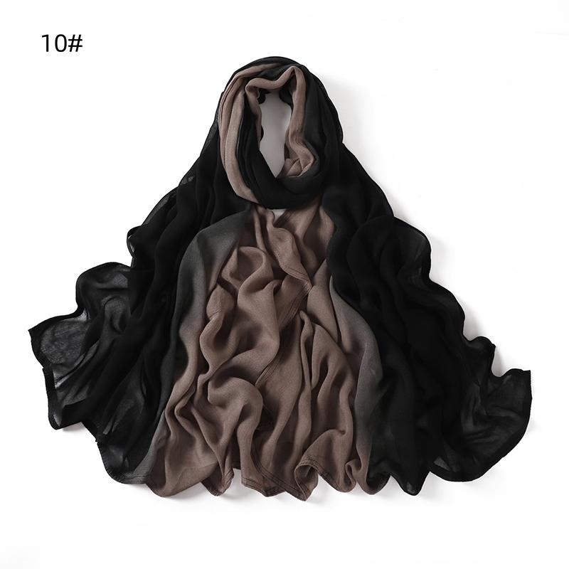 Luxary Design Fashion Women Classic Gradient Colored Cotton Scarf Lady Soft Headscarf Solid Color Shawl Headscarf Muslim Scarf