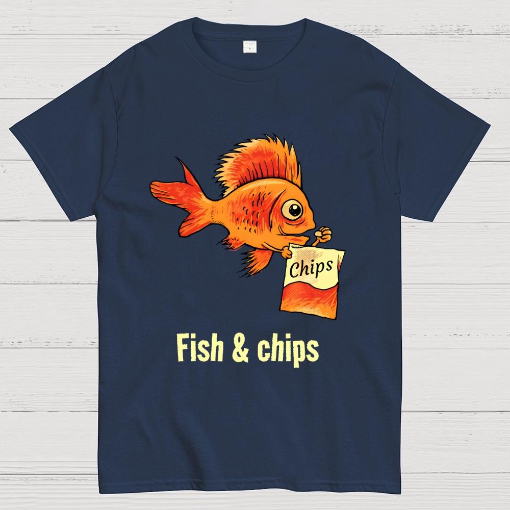 Fish & chips Cotton Summer Casual Cool Loose T-Shirt