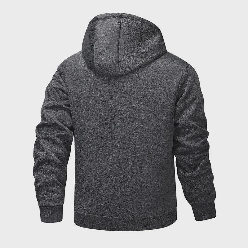 European Men's Lambskin Hooded Jacket - Warm, Windproof, Casual Autumn/Winter Wear