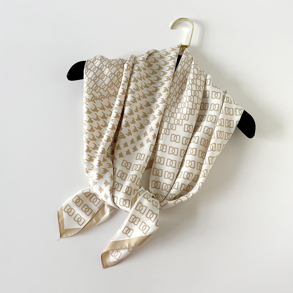 New Spring and Summer Twill Printed Silk Scarf for Women High-end Design  Square Scarf  Fashionable Sunscreen  Headscarf