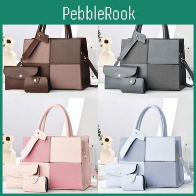 Pu Spliced Color Block Mother Daughter Bag With Zipper Closure For Daily Use