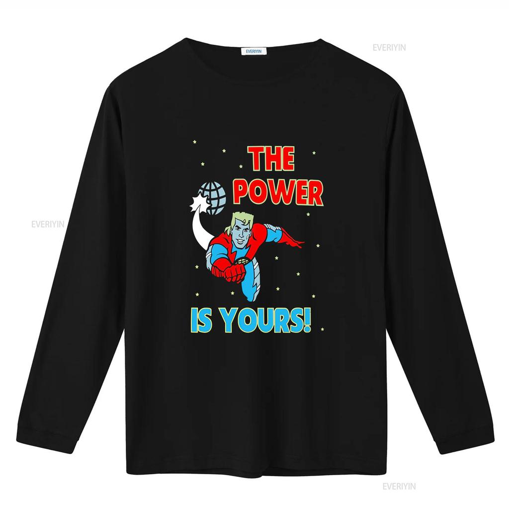 Captain Planet The Power Is Yours Cartoon Retro T Shirt Vintage Washed Top For Everyday Wear Streetwear Homme Graphic Unisex