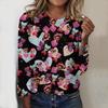 Tops For Women Loving Little Person Print Round Neck Long Sleeve T-shirt Fall Casual Slim Pullover Women's Long Sleeve Top