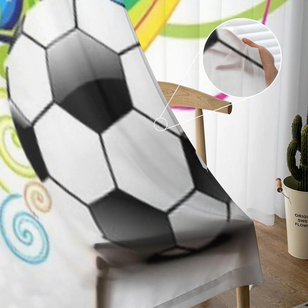 Abstract Wave With Football Sheer Curtains For Bedroom Living Room Tulle Curtains For Kitchen Window Voile Curtains