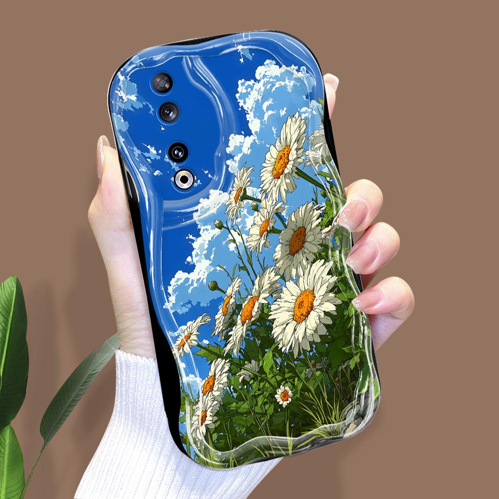 Cute Cartoon Pattern Cream Texture Casing Wavy Edge Soft Silicone Cover Phone Case for Huawei Honor Infinix Tecno iPhone